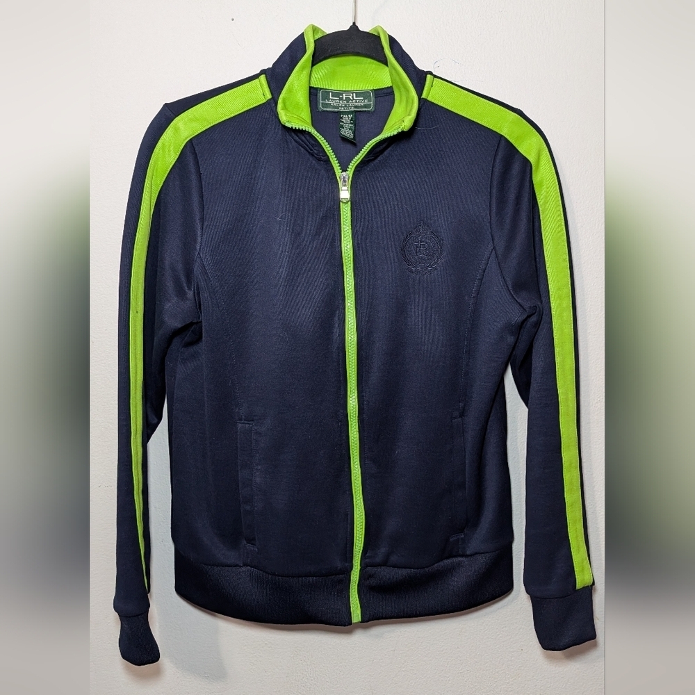 Lauren Ralph Lauren Tracksuit Set Navy + Green Jacket + Pants Women's Size PM - Picture 5 of 8